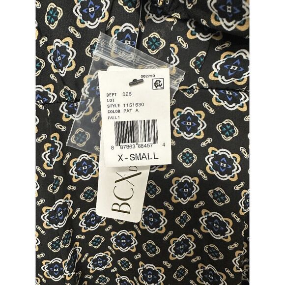 BCX Juniors' Women's Printed Smoked Shoulder Mini Dress - Black Combo XS - Picture 6 of 6